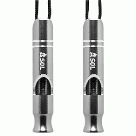 S.O.L. Survive Outdoors Longer Rescue Metal Whistle- 2 Pack