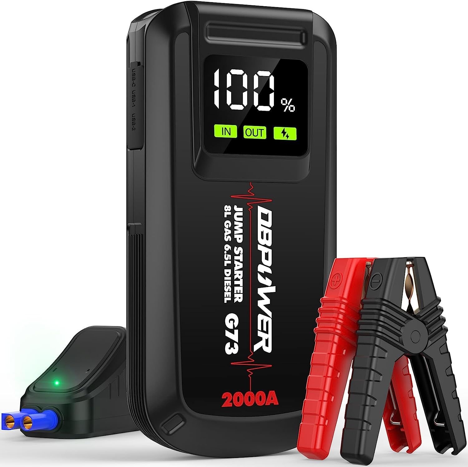 DBPOWER Jump Starter 2000A Peak Portable Car Jump Starter for Up to 8 ...