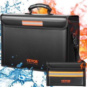 VEVOR Fireproof Document Box, Fireproof Document Bag with Lock, 3-layer Folding Fireproof and Waterproof File Box 15.35x12.4x13.98 inch with Zipper, f