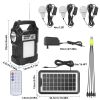 Portable Solar Power Station Rechargeable Backup Power Bank w/Flashlight 3 Lighting Bulbs For Camping Outage Garden Lamp