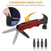 13 In 1 Multi-tool Hammer Outdoor Camping Survival Tools with Pouch Bag Safety Lock Nail Puller Knife Can Opener Saw Screw Depositor Screwdriver