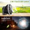 1pc Camping Fan For Tent; 2 In 1 Rechargeable USB Tent Ceiling Fan With LED Light Hanging Hoop; Desk Fan For Outdoor Camping Home Office Car Emergency