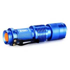 5 Colors Mini LED Flashlight Q5 2000lm Waterproof LED Laterna 1 Modes Zoomable PortableTorch Penlight AA 14500 (Color: Blue)