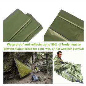 Portable Lightweight Emergency Sleeping Bag, Blanket, Tent - Thermal Bivy Sack For Camping, Hiking, And Outdoor Activities - Windproof And Waterproof (Option: Green-Sleeping Bag)