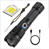 Strong Light Flashlight, Rechargeable, Zoom Power Display, Outdoor Super Bright And Portable (Option: P50 wick no battery)